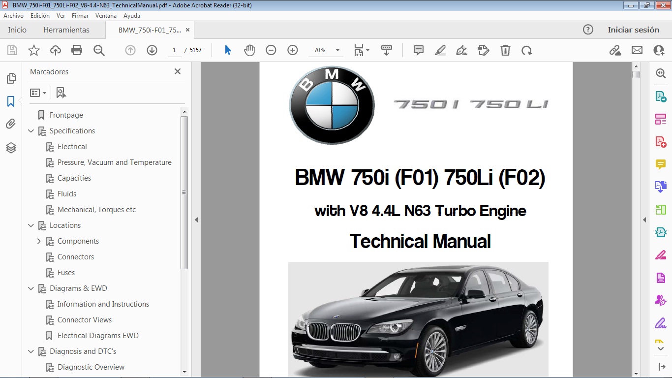 BMW 750i (F01) & 750Li (F02) N63 V8 4.4L Turbo Technical Manual