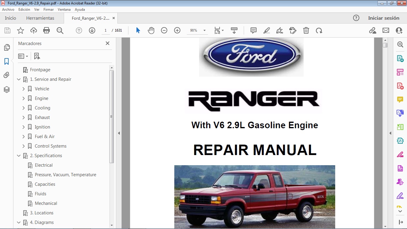 FORD RANGER 1989-1992 V6 2.9L Workshop Repair Manual