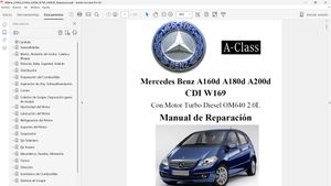 MERCEDES BENZ A160d A180d A200d CDI W169 OM640 Manual de Taller EN ESPAÑOL