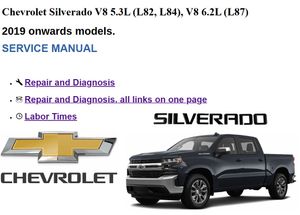 CHEVROLET SILVERADO V8 5.3L 6.2L 2019 onwards Service Manual