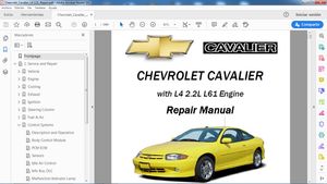 CHEVROLET CAVALIER L4 2.2L Workshop Repair - Manual de Taller