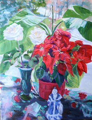 White Roses &amp; Rowe Pottery Santa