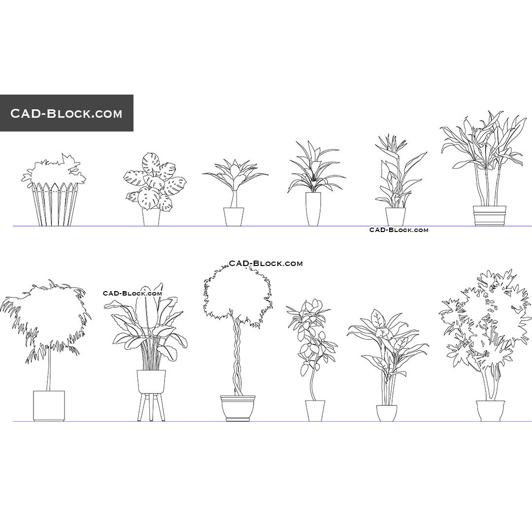 Indoor Plants - CAD Blocks, AutoCAD, DWG