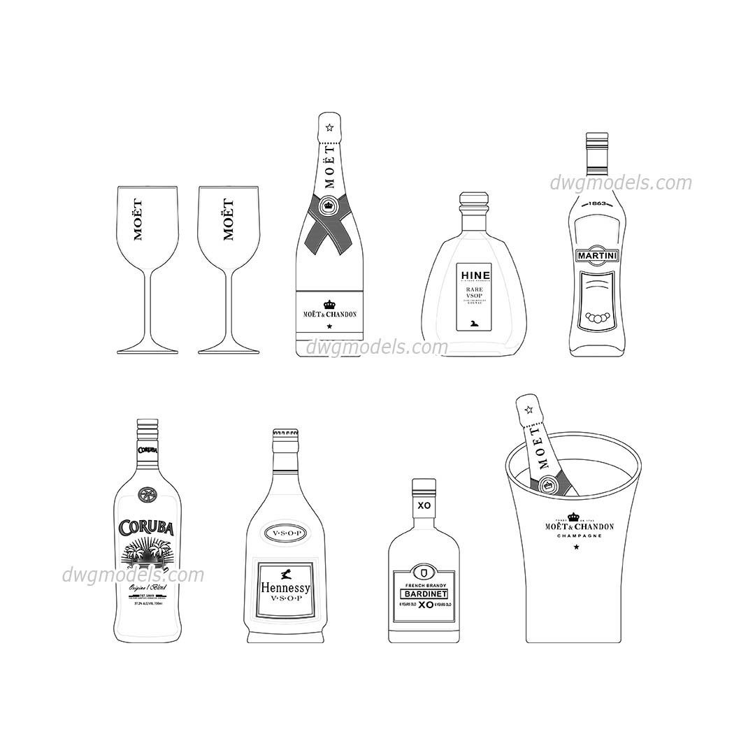 Bottles - DWG File (AutoCAD)