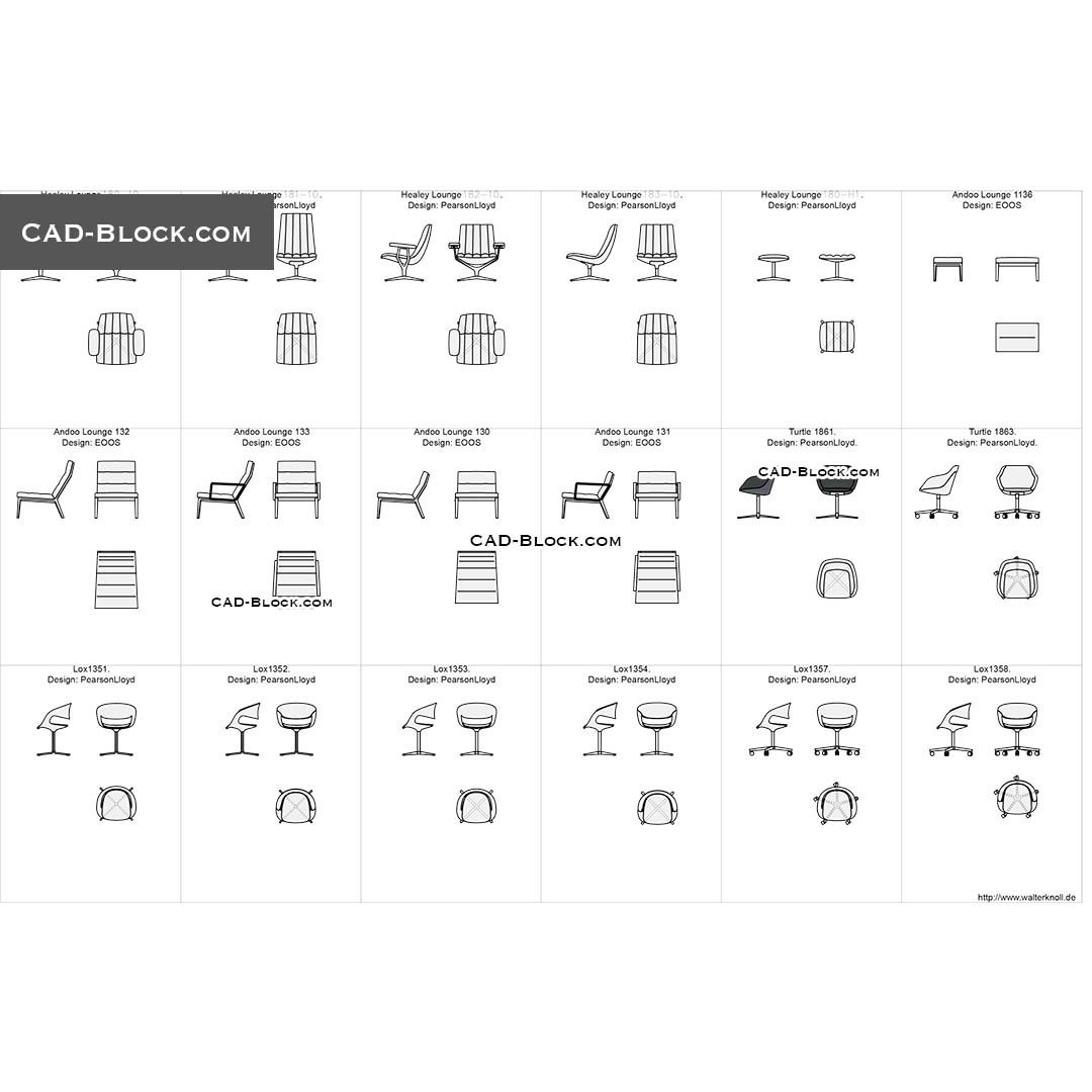 Designer Chairs 2 - CAD Blocks, AutoCAD, DWG, image size:1080x1080