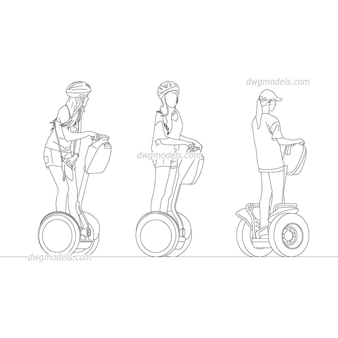 People riding a segway - DWG File (AutoCAD)
