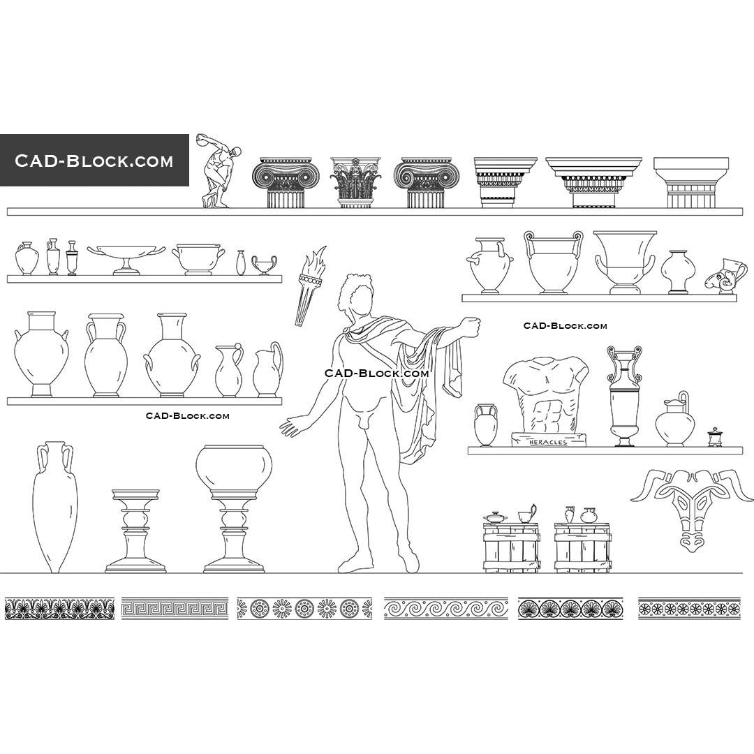 Ancient Greek Elements - CAD Blocks, AutoCAD, DWG