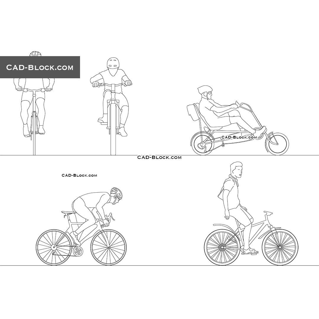 Cyclists - CAD Blocks, AutoCAD, DWG