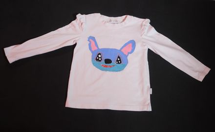 Hand-painted long-sleeved T-shirt with Stitch