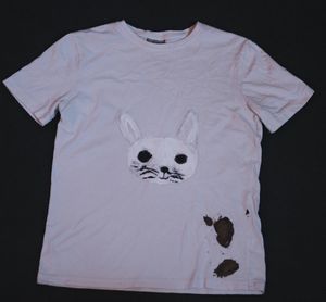 Hand-painted bunny t-shirt with brown spots