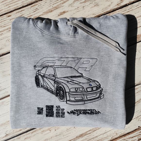Bluza z motywem Need for Speed Most Wanted BMW e46 m3 GTR z blacklist na plecach