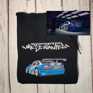 Bluza z motywem Need for Speed Most Wanted BMWe46 m3 GTR z blacklist na plecach