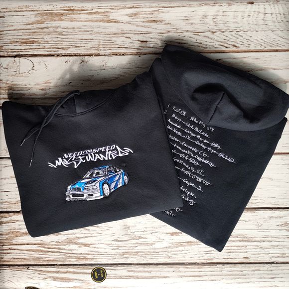 Bluza z motywem Need for Speed Most Wanted BMW e46 m3 GTR z blacklist na plecach