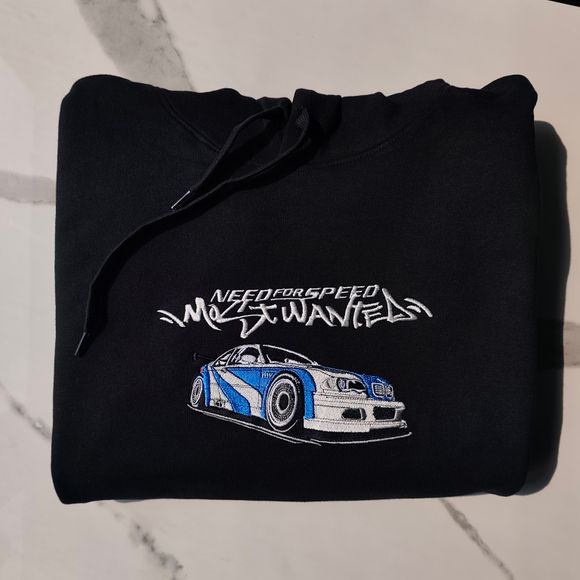 Bluza z motywem Need for Speed Most Wanted BMWe46 m3 GTR z blacklist na plecach