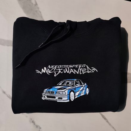 Bluza z motywem Need for Speed Most Wanted BMW e46 m3 GTR z blacklist na plecach