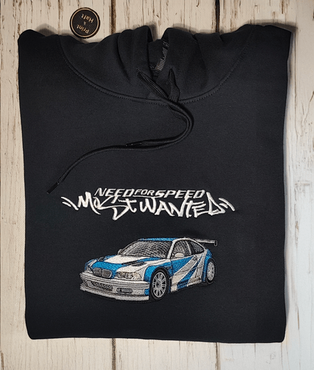 Bluza z motywem Need for Speed Most Wanted BMWe46 m3 GTR z blacklist na plecach