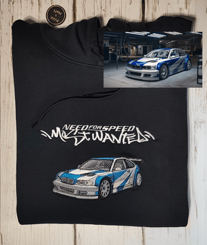 Bluza z motywem Need for Speed Most Wanted BMWe46 m3 GTR z blacklist na plecach