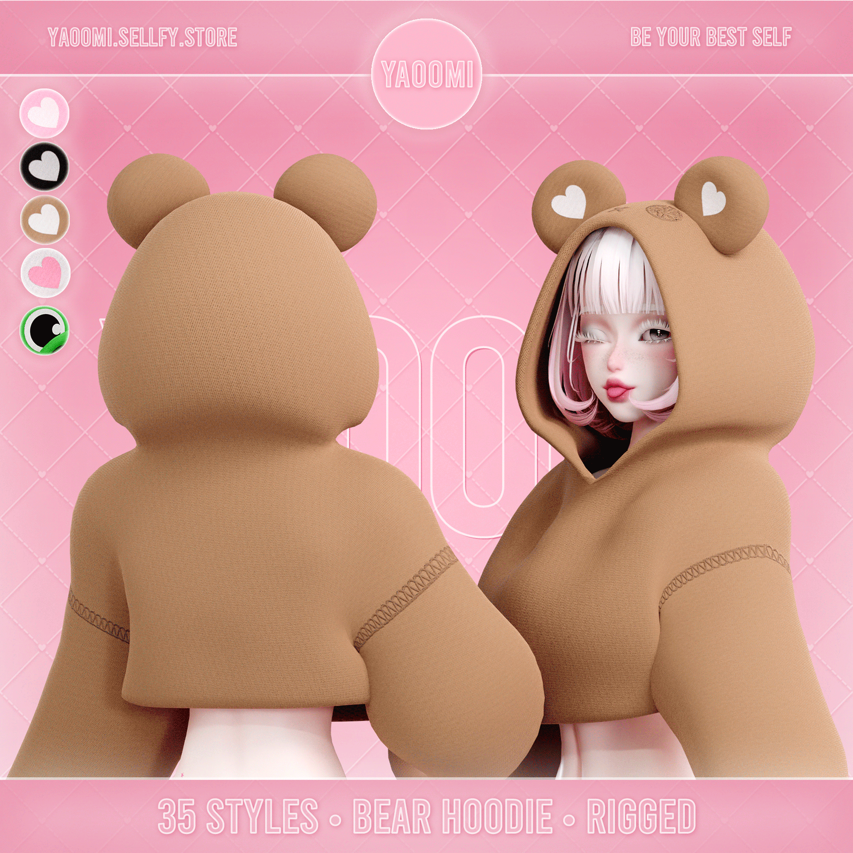 大人 可愛い 服  Oversized VRChat for Ears Bear with Hoodie K-POP・アジア
