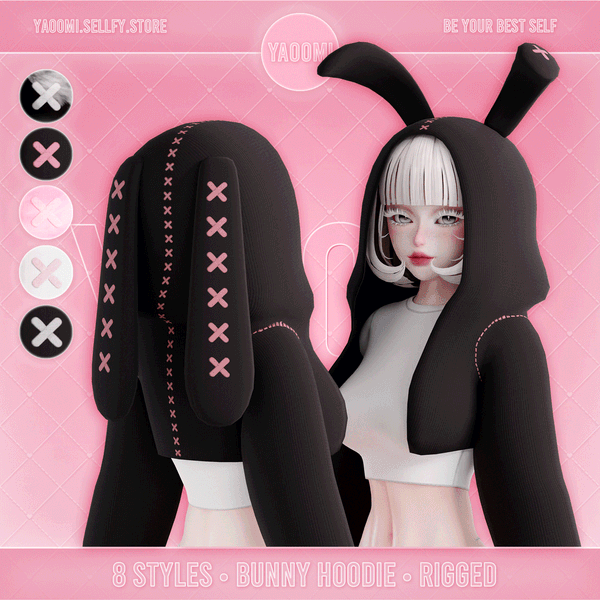 Vrchat Hood Bunny Hoodie Set with ears for VRChat