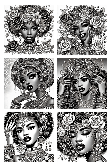 Beautiful Black Queens Coloring Pack