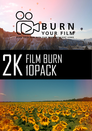 2K Pack of 10 Light Leak / Film burns overlays