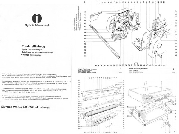 Olympia Traveler Portable Typewriter Parts Manual
