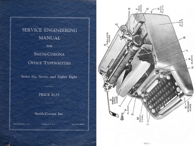 1955 Smith-Corona Series 6 &amp; 7 &amp; 88 Standard Typewriter Service Adjustment Manual