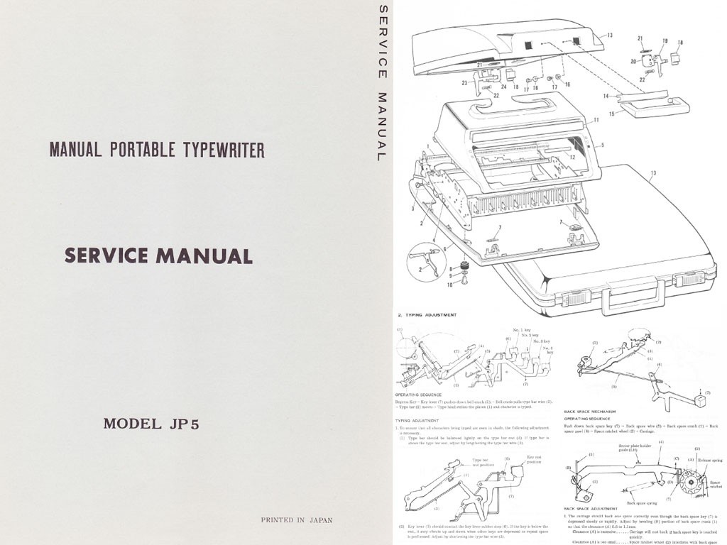 Brother JP5 Manual Portable Typewriter Repair Adjustm