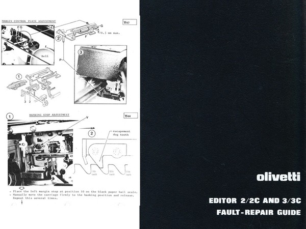 Olivetti Editor 2 2c 3 and 3c Electric Typewriter Service Adjustment Manual 1972