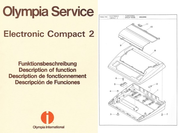 Olympia Electronic Compact 2 Typewriter Parts and Service Manual 1984