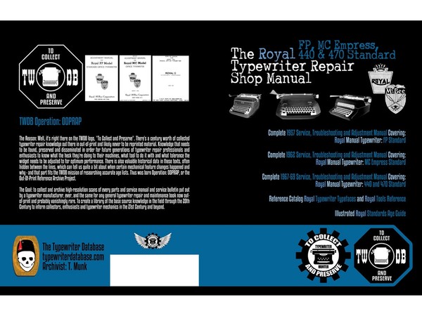 The Royal FP, MC Empress, 440 & 470 Typewriter Repair Shop Manual
