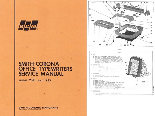 Smith-Corona Office 250 and 215 Electric Typewriter Service Repair Adjustment Manual