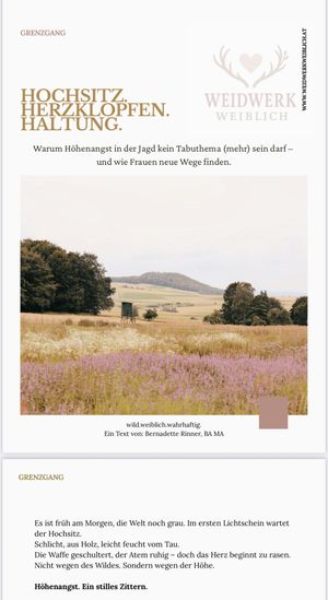 Hochsitz. Herzklopfen. Haltung. – Höhenangst in der Jagd