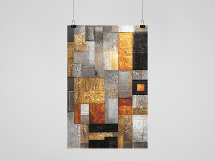Poster Print, Metallic Cityscape Abstract 
