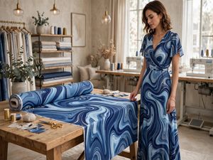 Fabric by Yard | Blue Marble | Combed Cotton Prima