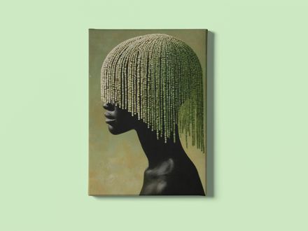 Greens Sculpted Silhouette Beaded Stretched Canvas