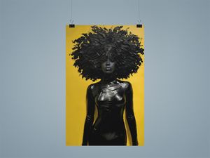 Yellow Grace, Gilded Woman Silhouette Poster Print
