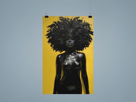 Yellow Grace, Gilded Woman Silhouette Poster Print