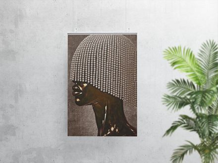  Golden Brass Beaded Silhouette Poster Print