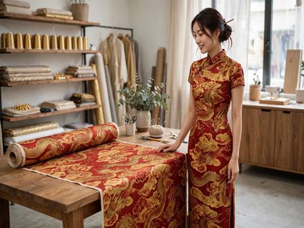 Fabric by Yard | Golden Dragon Pattern | Combed Cotton Prima