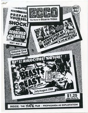 Ecco Vol 1 No 4, 1988 The Hate Film WWII Propaganda Exploitation films The Eternal Jew + More