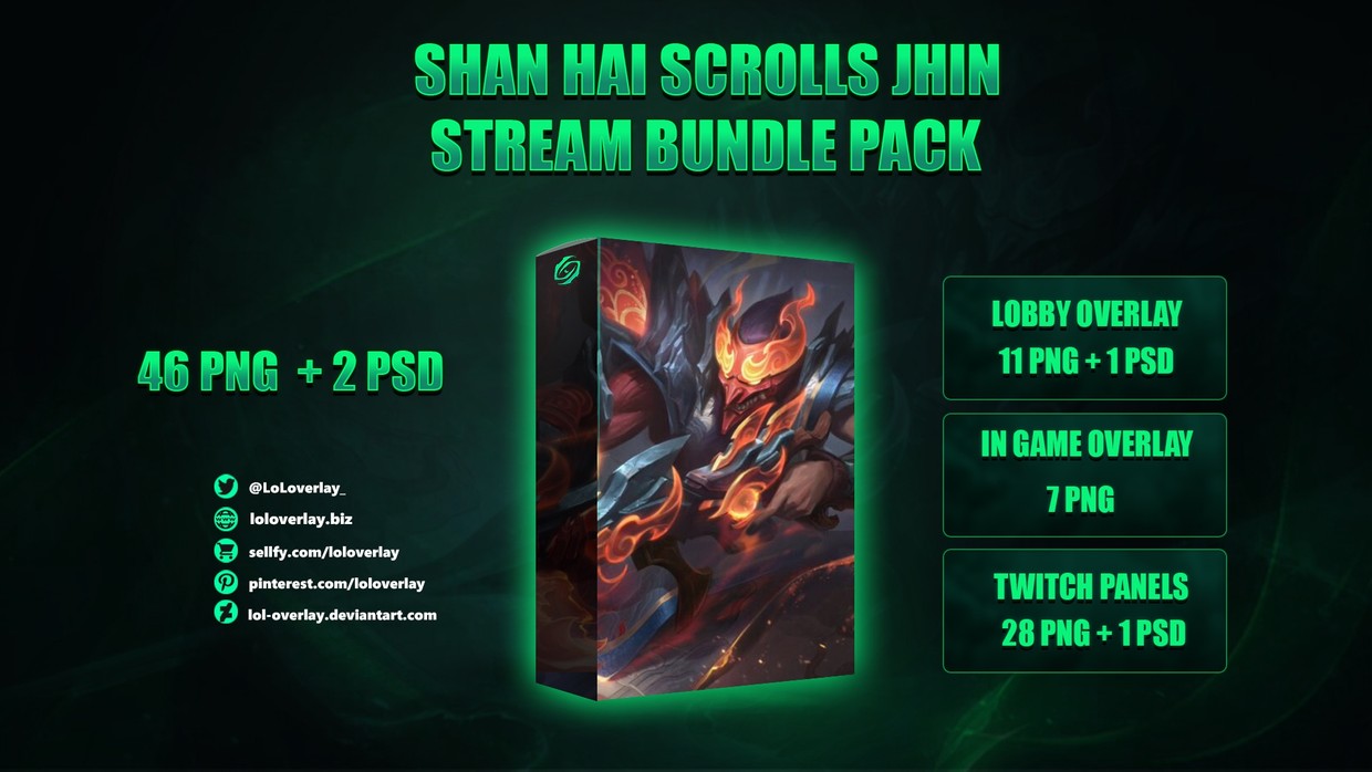 ⛩️SHAN HAI SCROLLS JHIN - STREAM BUNDLE [46 PNG + 2 PSD]