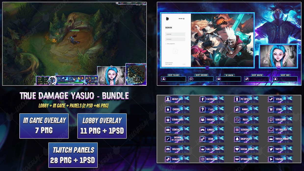 🔥 TRUE DAMAGE YASUO STREAM BUNDLE [46 PNG PSD]