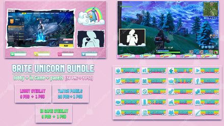 ✅ BRITE UNICORN - BUNDLE 38 PNG + 3 PSD