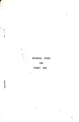 Oriental Foods The "Wong" Way