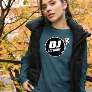 DJ Lil&#x27; John™ Unisex Long Sleeve Logo Tee, dark colors