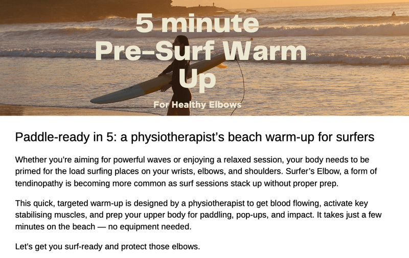 5 Minute Pre Surf Warm Up (for Healthy Elbows)