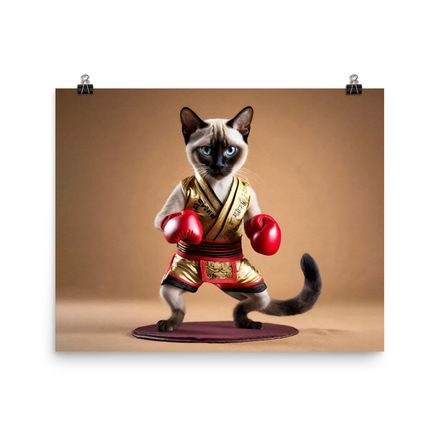 Exclusive Muay Thai Mastering Cat Poster - 20&quot;x16&quot;, 450dpi, Museum-Quality Matte Paper – MT1009