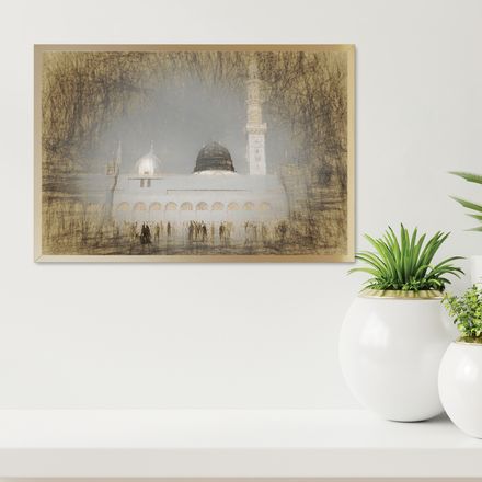 The Green Dome of Madinah Digital Art Poster - 36&quot;x24&quot;, Canvas-Like Finish - GD108