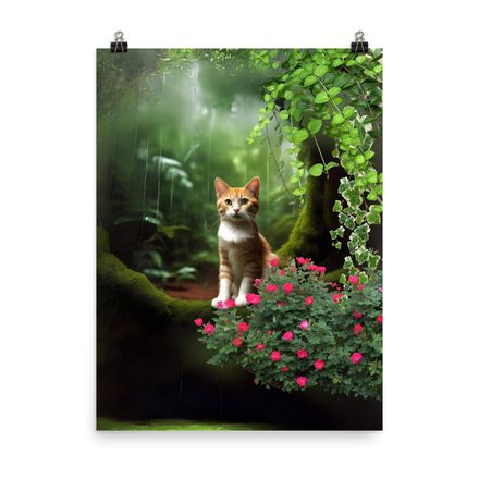 Alone in Jungle Cat Wall Art Poster - 18&quot;x24&quot;, 400dpi, Museum-Quality Enhanced Matte Paper – AC304